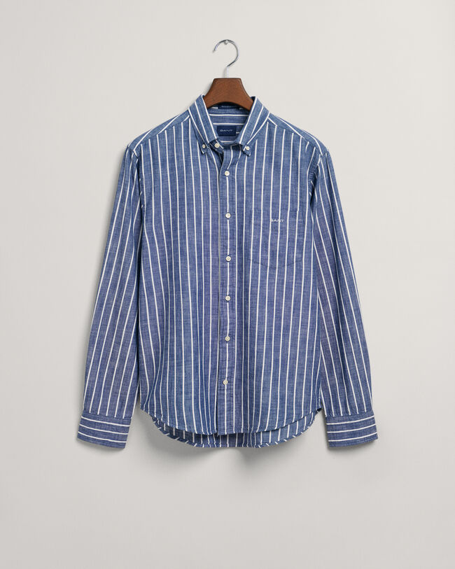 Chemise regular fit en chambray à rayures