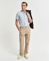 Chemise regular fit en coton et lin à manches courtes