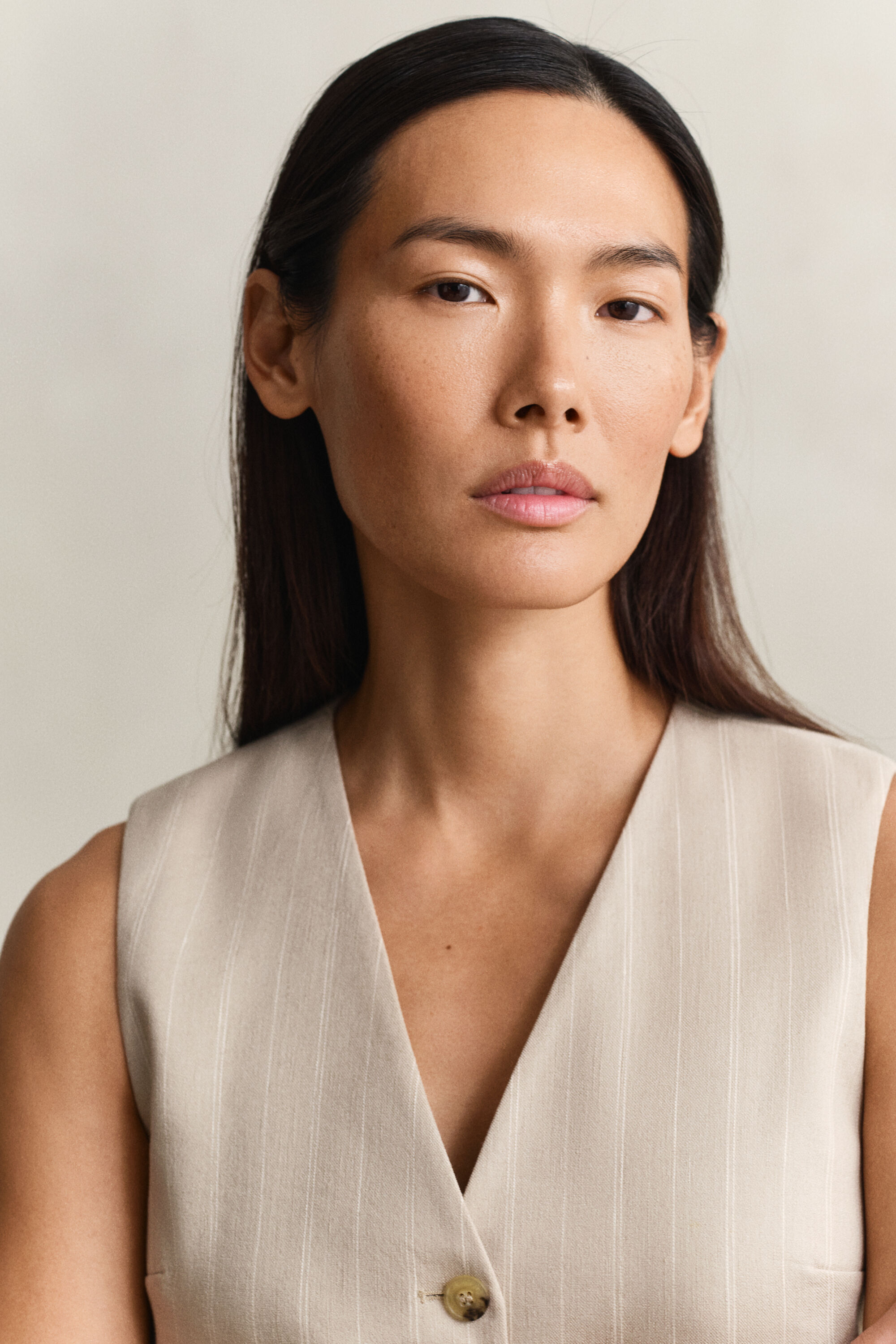 Veste sans manches en lin mélangé à rayures tennis