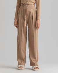 Pantalon chino pliss&eacute; &agrave; taille haute Fluid