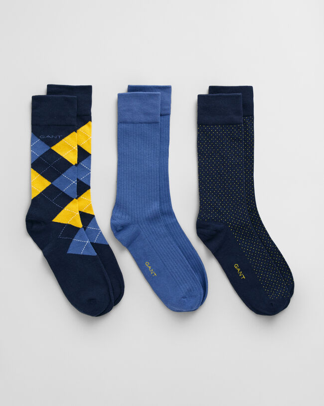 Coffret cadeau de 3&nbsp;paires de chaussettes &agrave; motif argyle