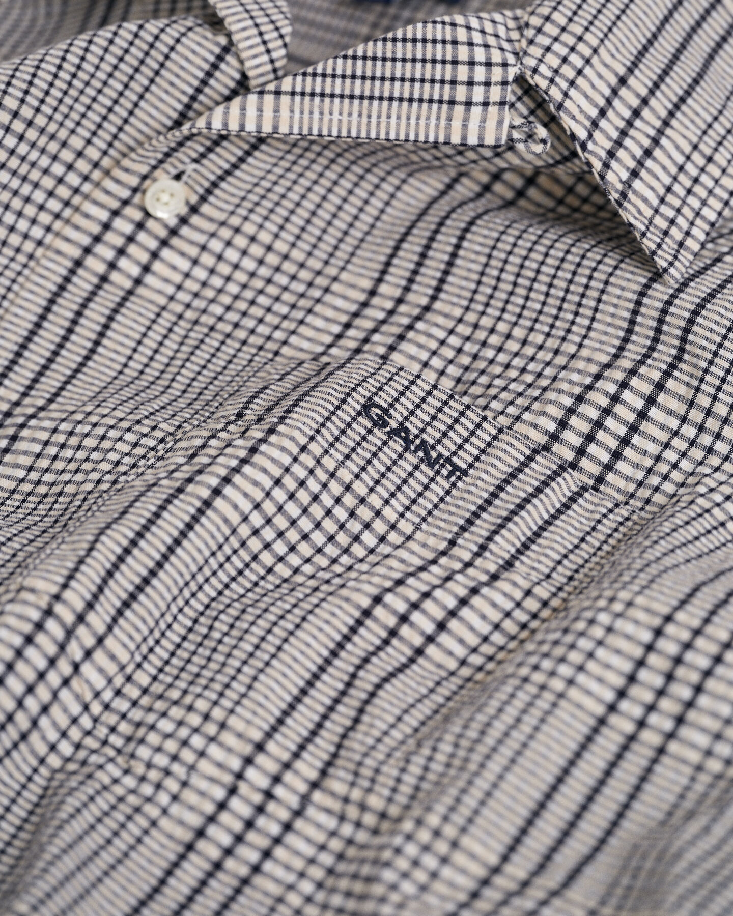 Chemise relaxed fit &agrave; carreaux et manches courtes Seersucker