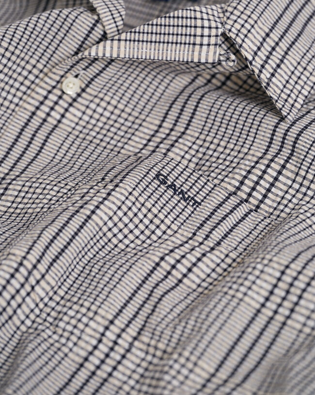 Chemise relaxed fit &agrave; carreaux et manches courtes Seersucker