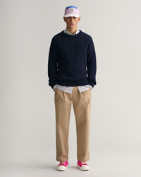 Pull ras du cou en maille de coton torsad&eacute;e