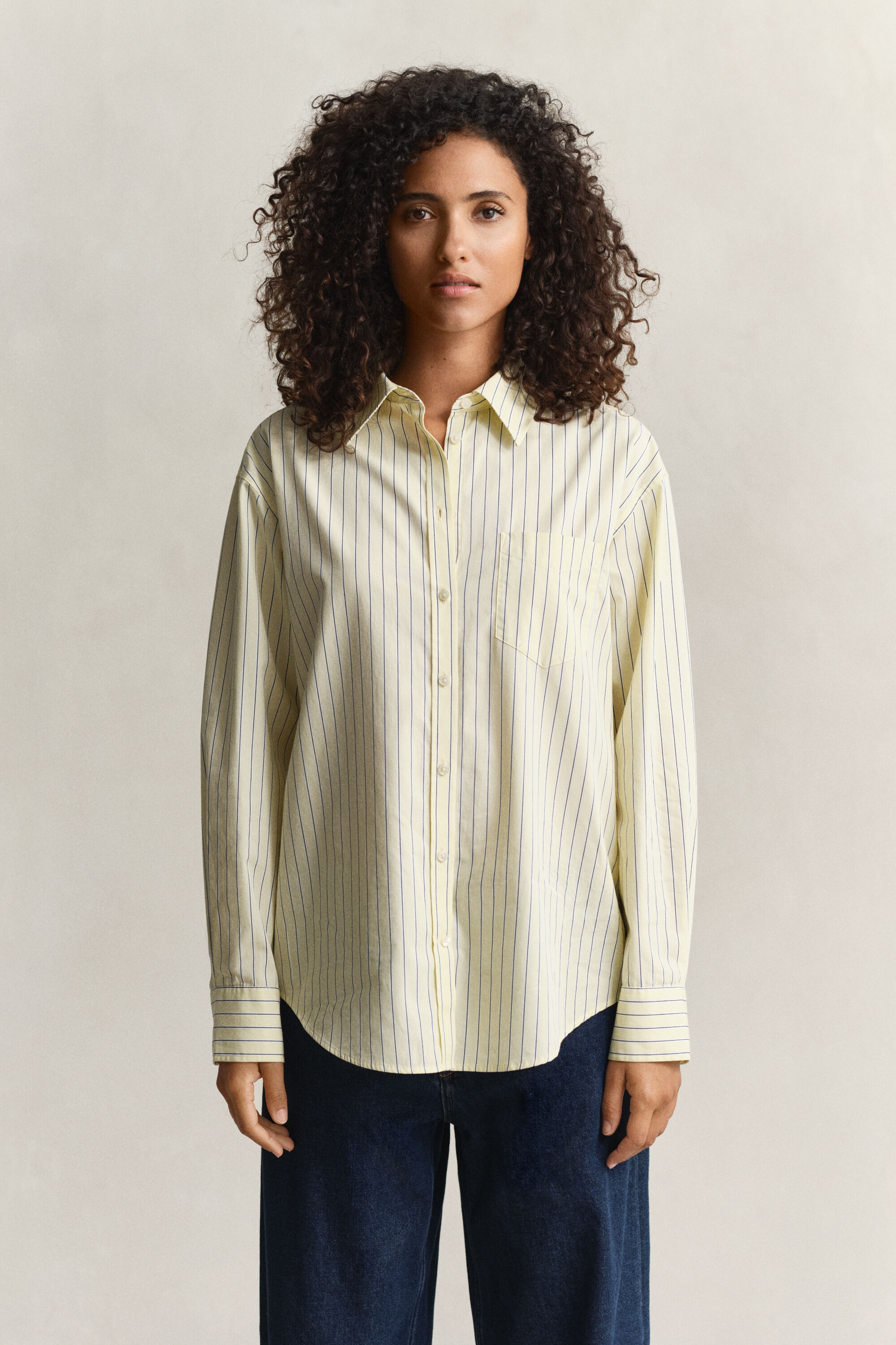 Chemise coupe décontractée en popeline à rayures