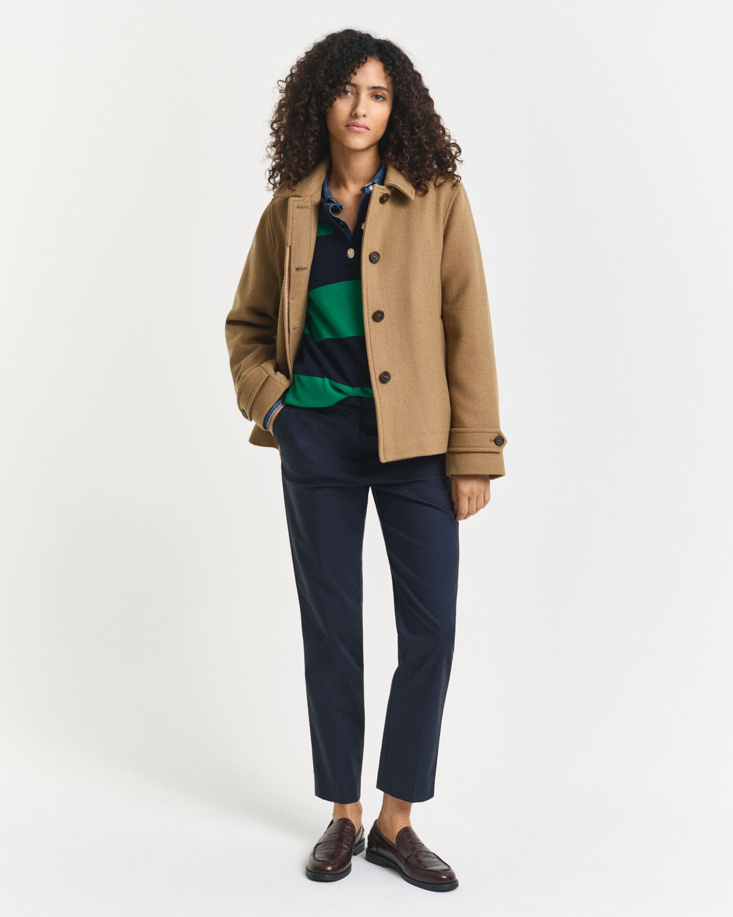 Caban court en laine mélangée