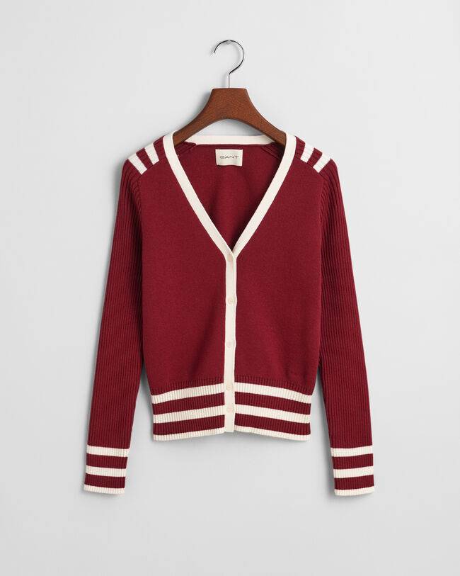 Cardigan col V avec finitions contrastantes