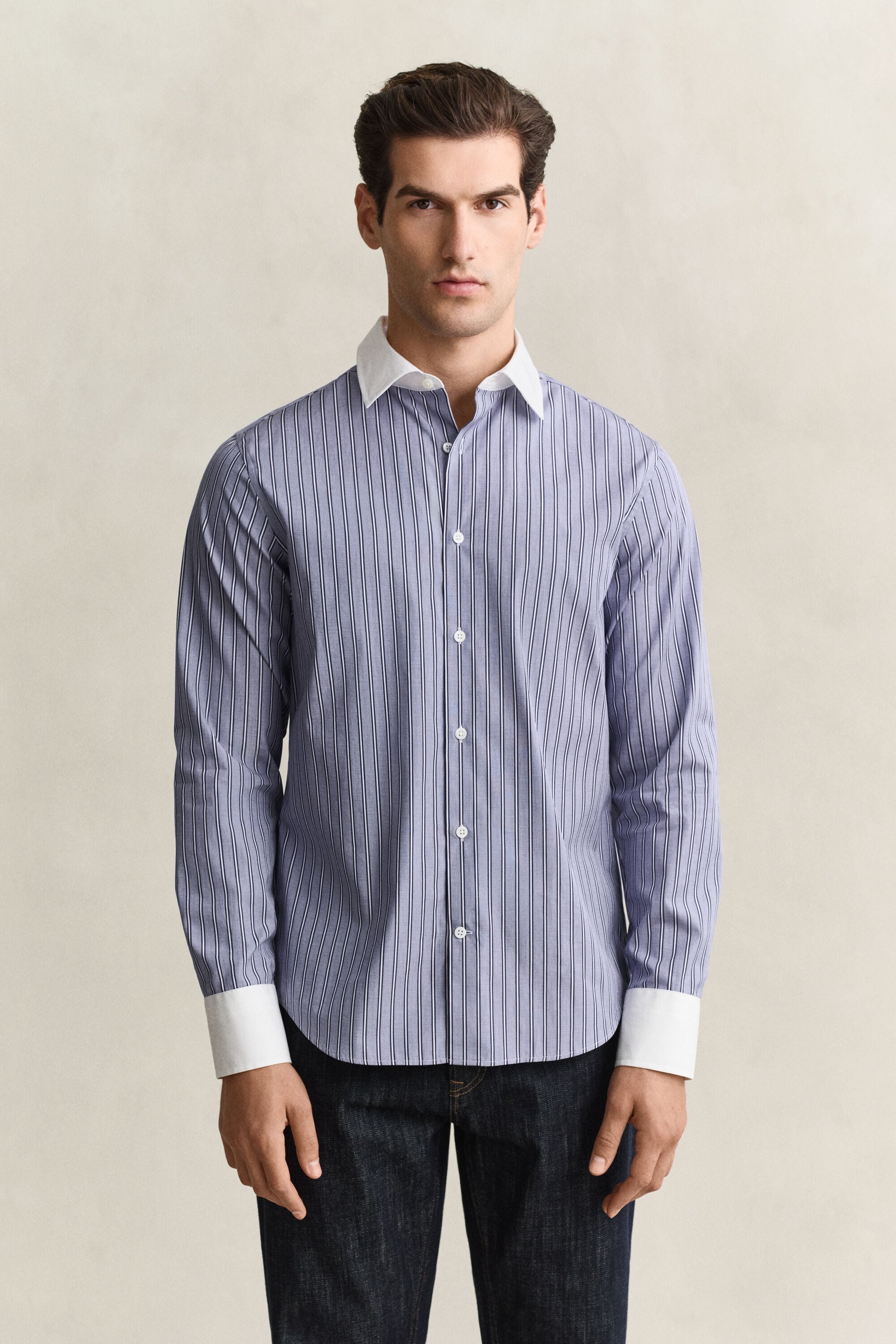 Chemise à rayures fil-à-fil
