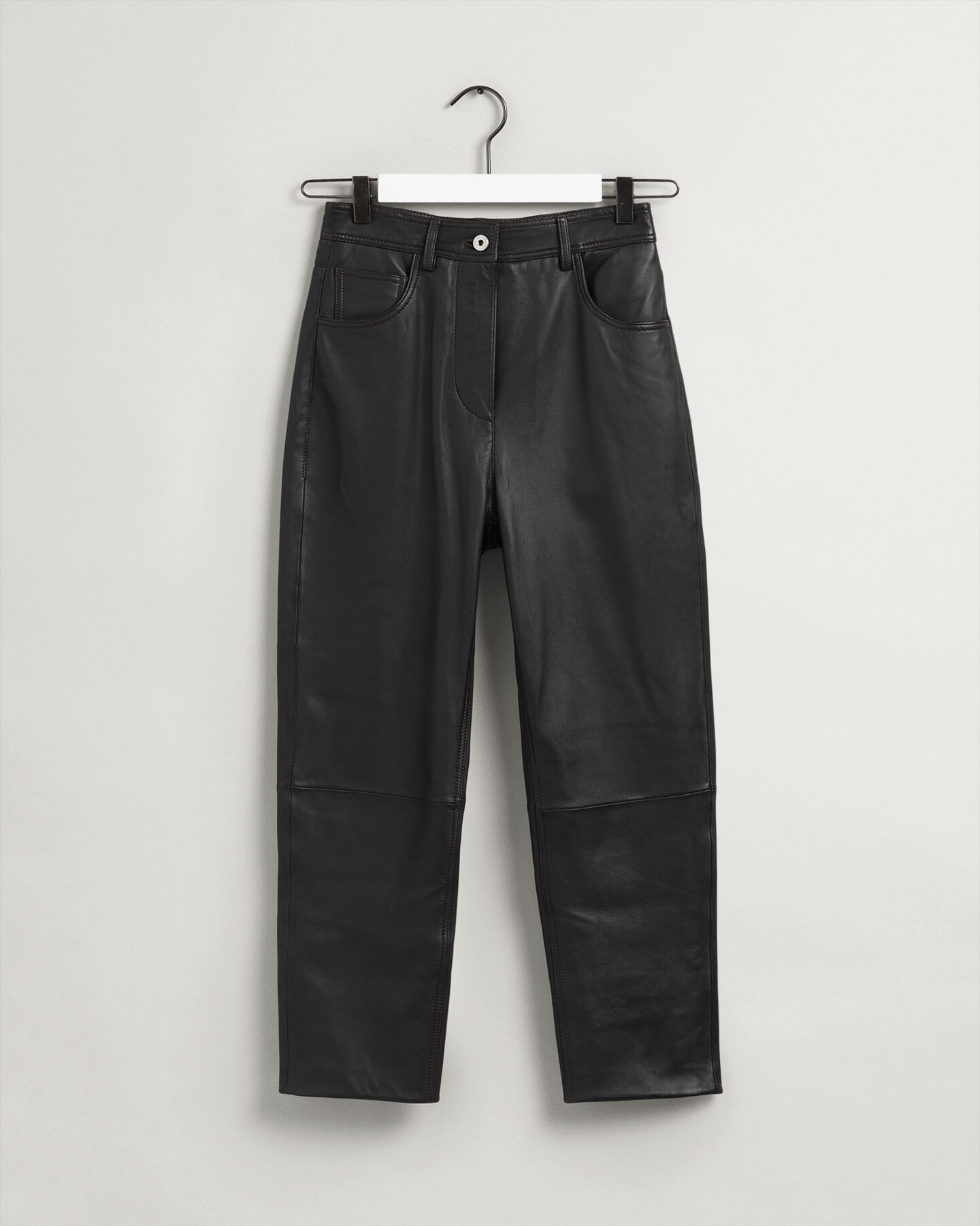 Pantalon court à taille haute en cuir