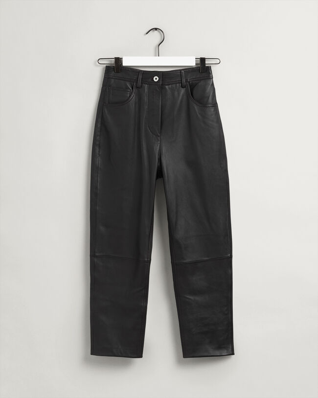 Pantalon court à taille haute en cuir