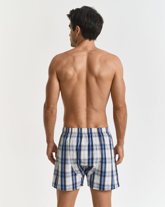 Lot de 2 caleçons à carreaux et de couleur unie