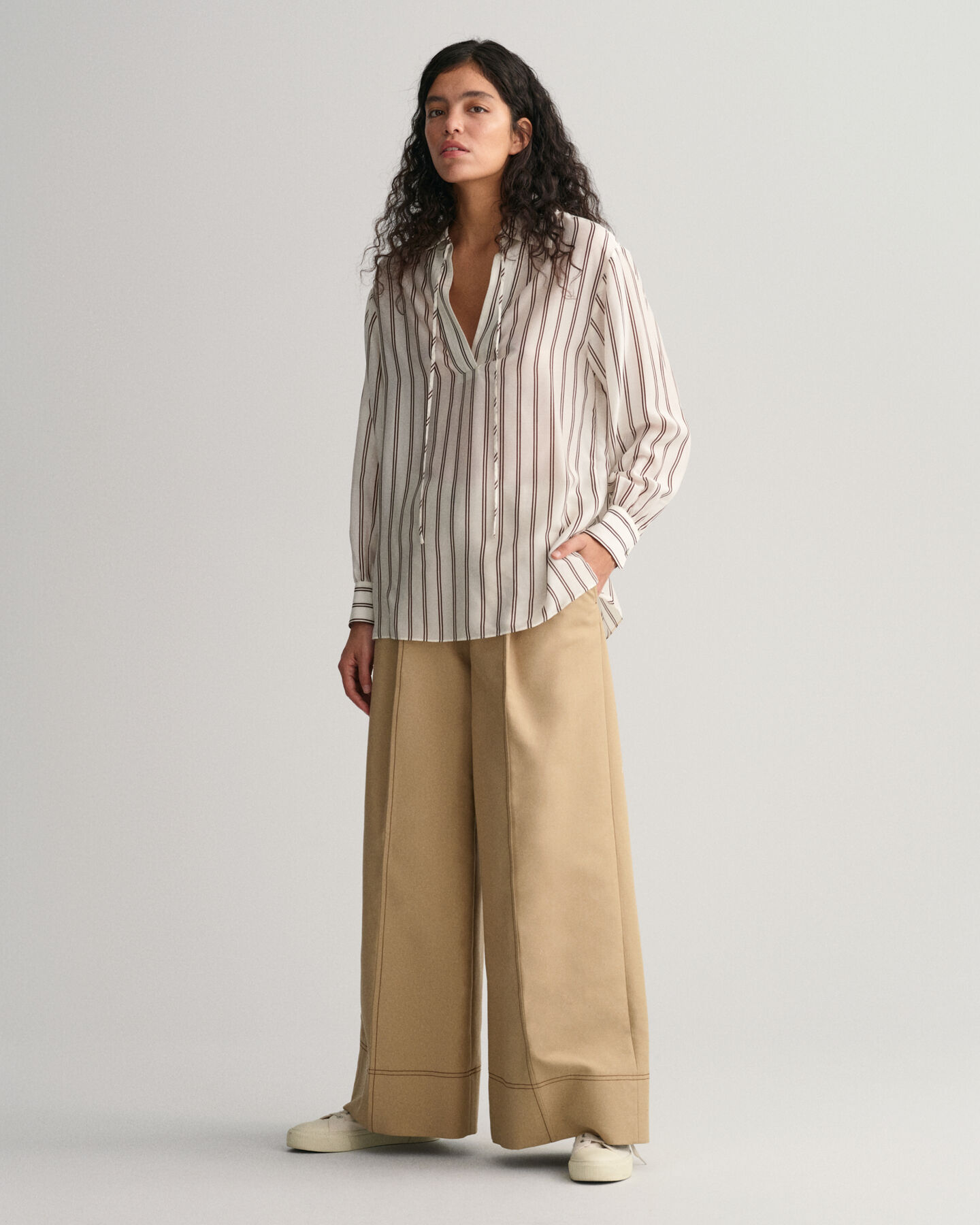 Striped V-Neck Blouse