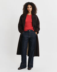 Pull col rond en mohair mélangé à manches courtes