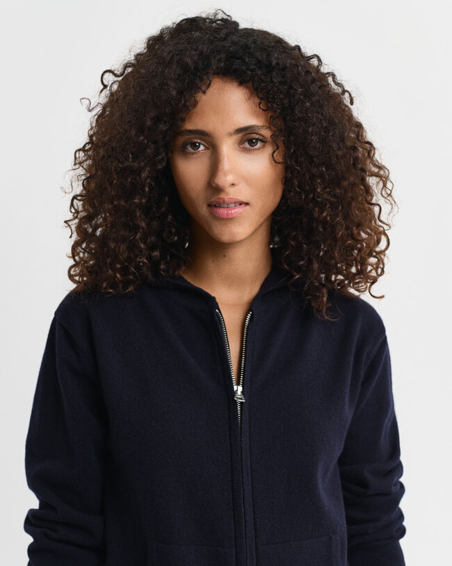 Sweat à capuche zippé en laine d'agneau ultrafine