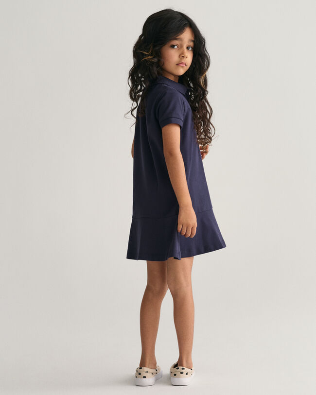 Robe en coton piqu&eacute; &agrave; manches courtes et volants Girls