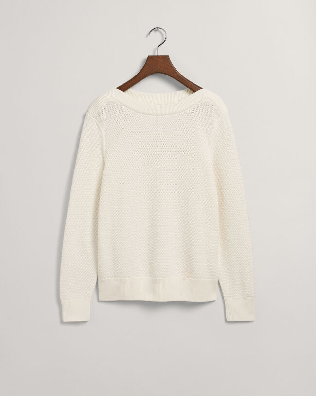 Pull col bateau en coton Textured