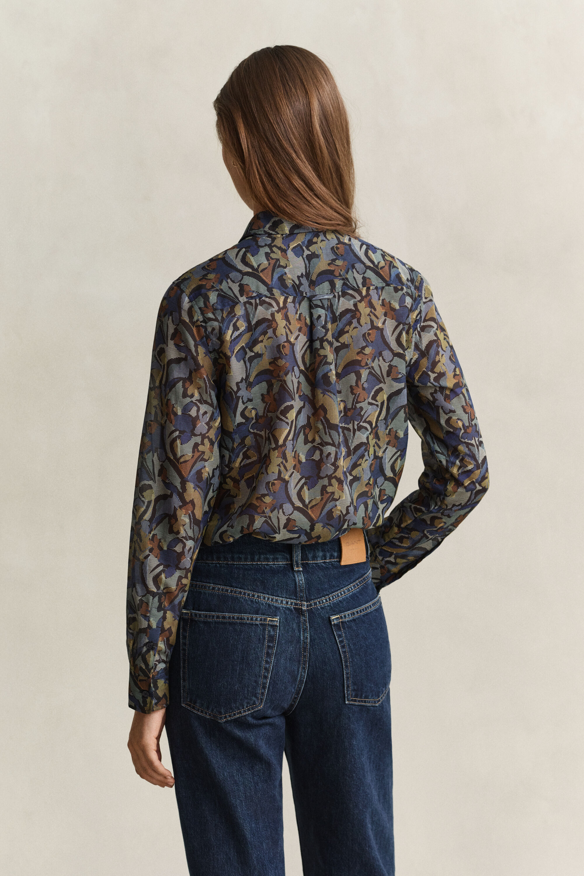 Chemise en coton et soie à motif imprimé