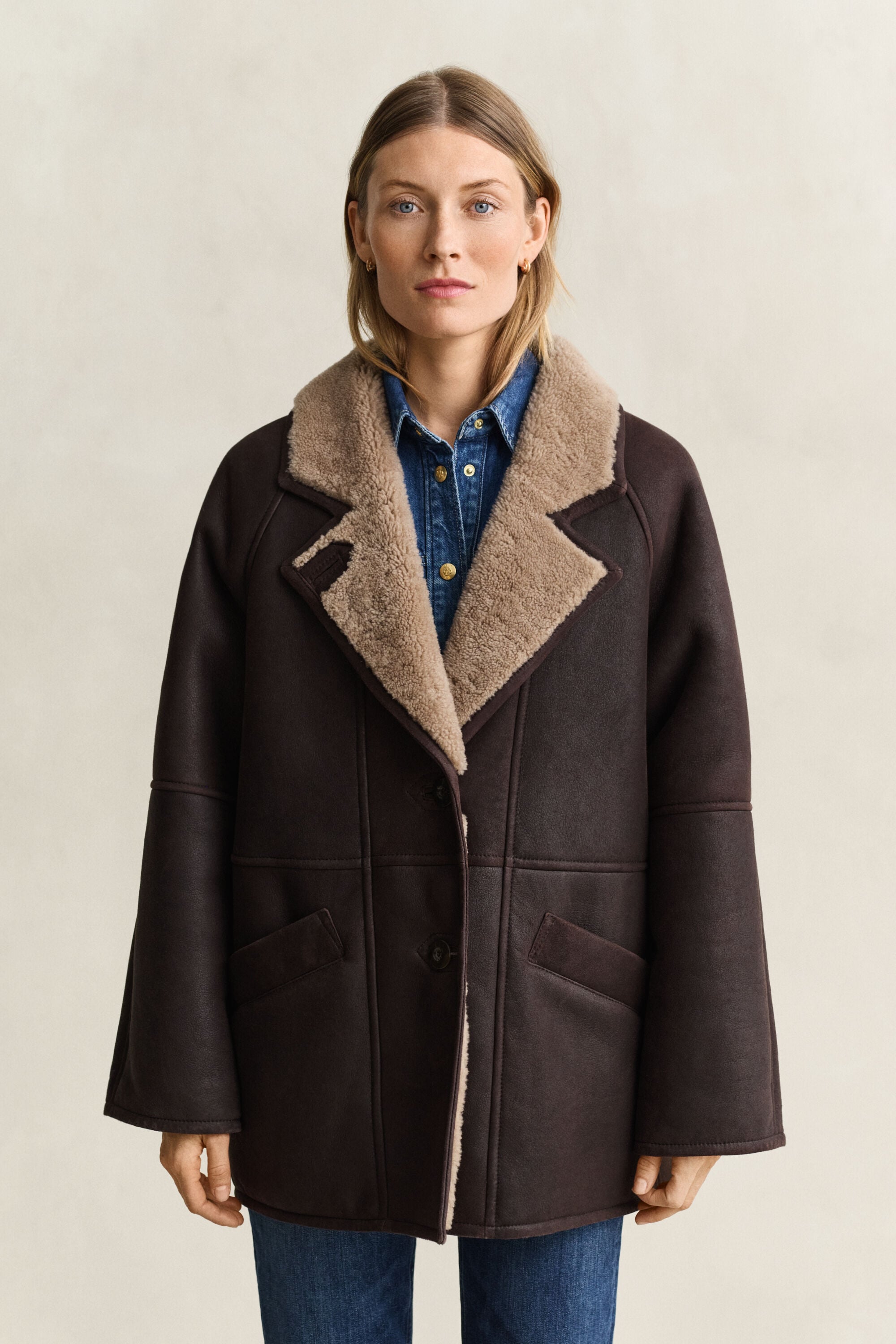 Veste en peau lainée