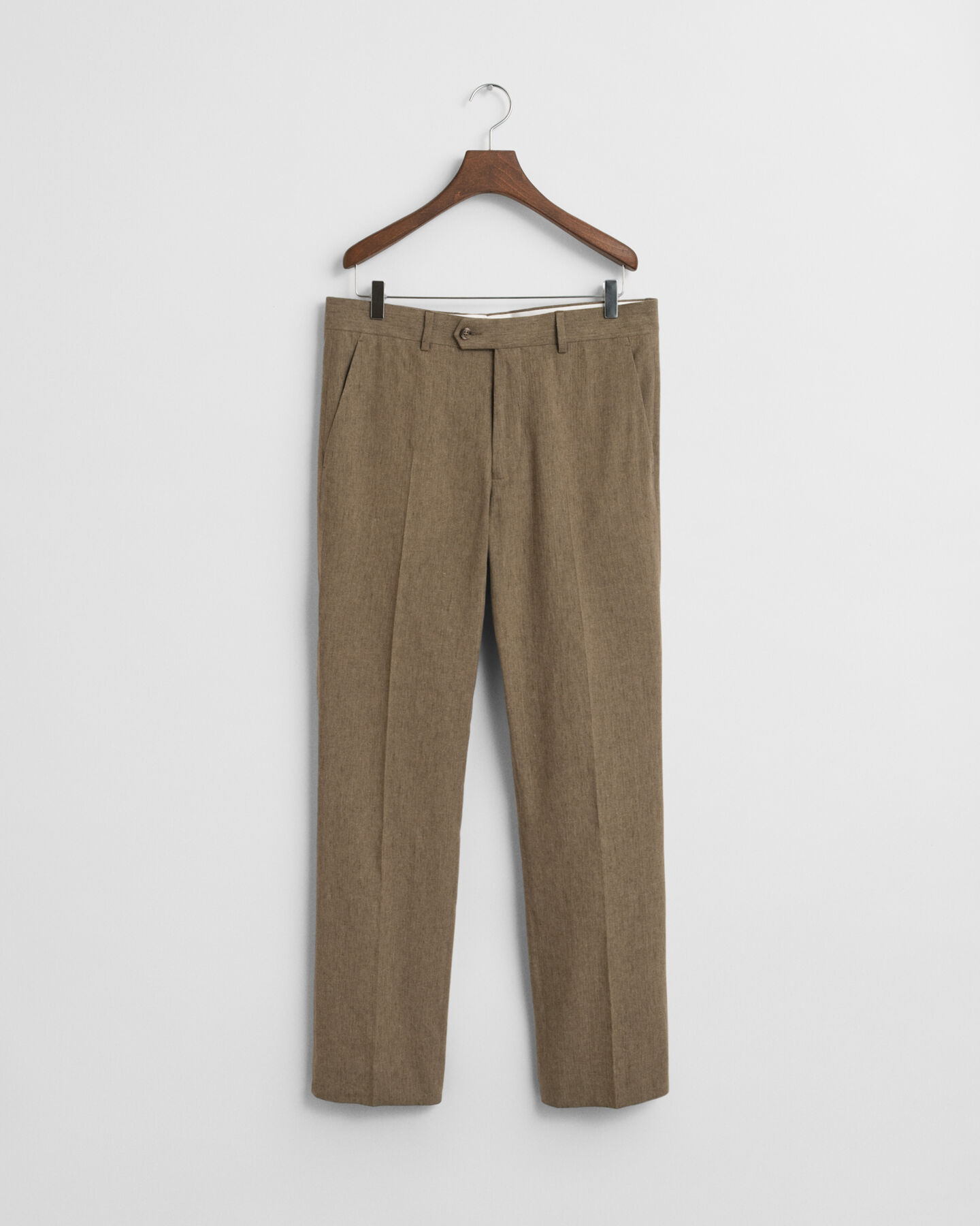 Pantalon de costume coupe slim en coton et lin
