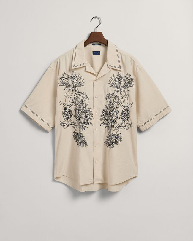 Chemise ultra-ample brodée à manches courtes