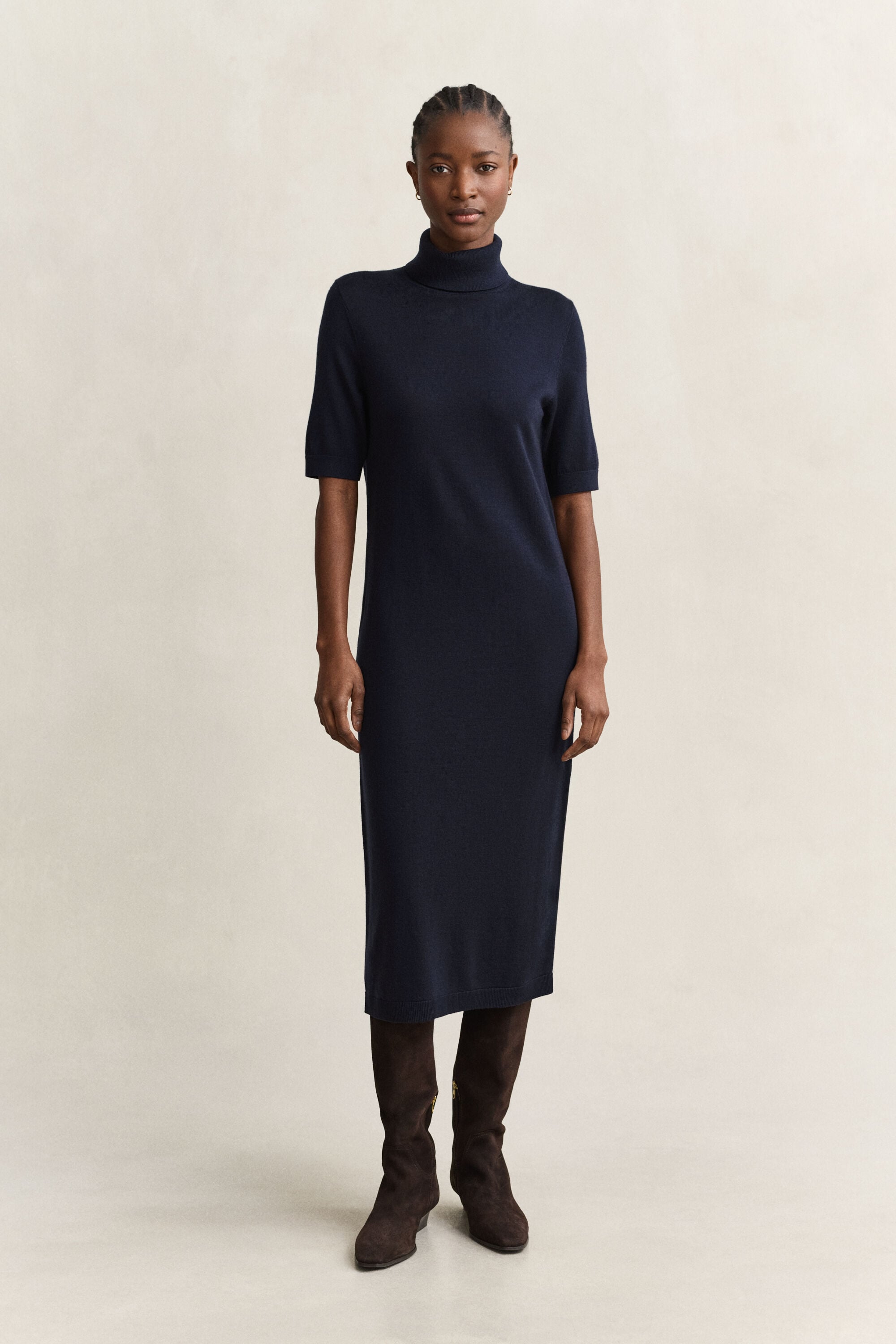 Robe en laine mérinos à col roulé