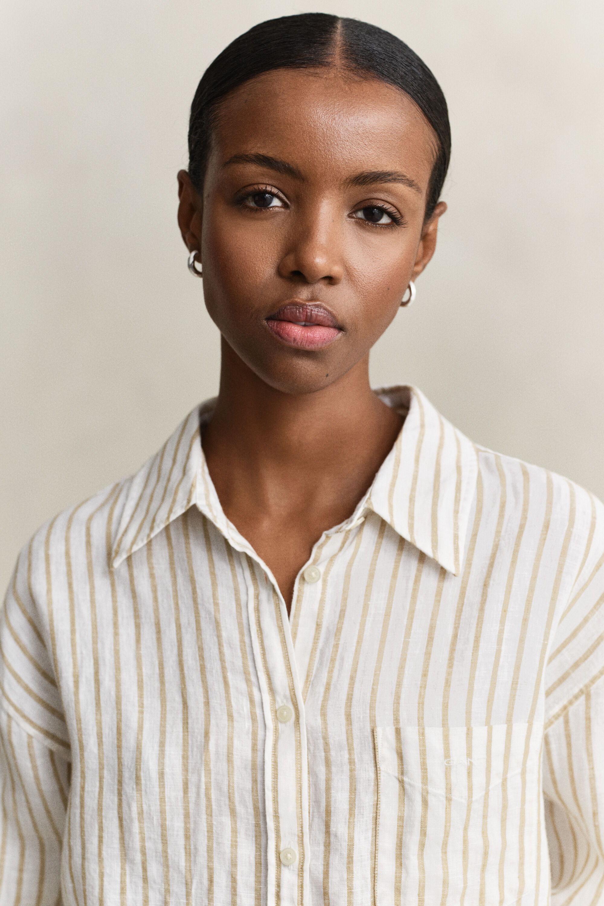 Chemise relaxed fit en lin à rayures