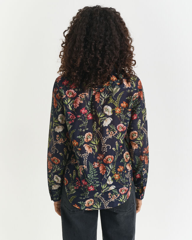 Chemise coupe regular en coton et soie à imprimé floral