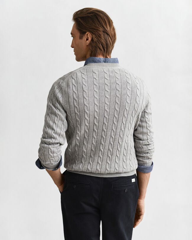 Pull col rond en maille de coton torsadée