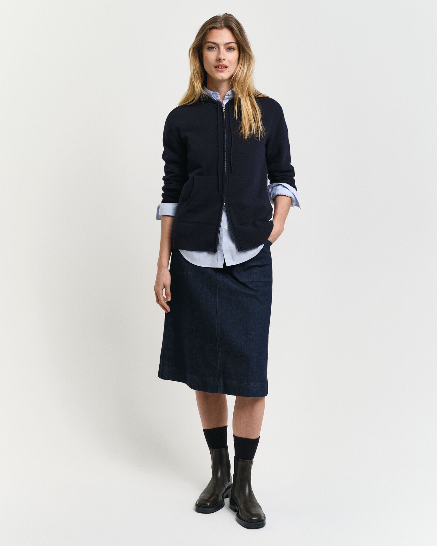 Sweat à capuche zippé en laine d'agneau ultrafine