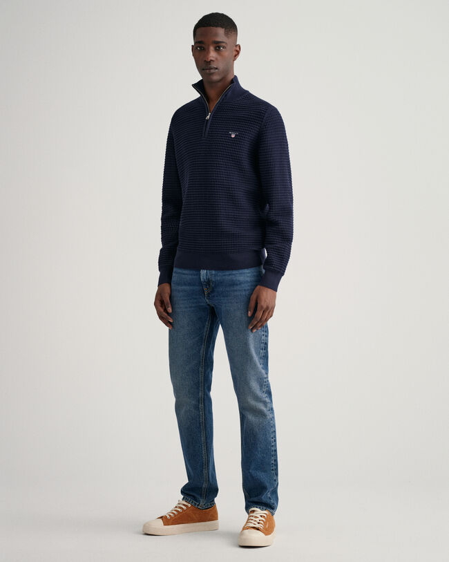 Pull en coton à demi-zip Texture