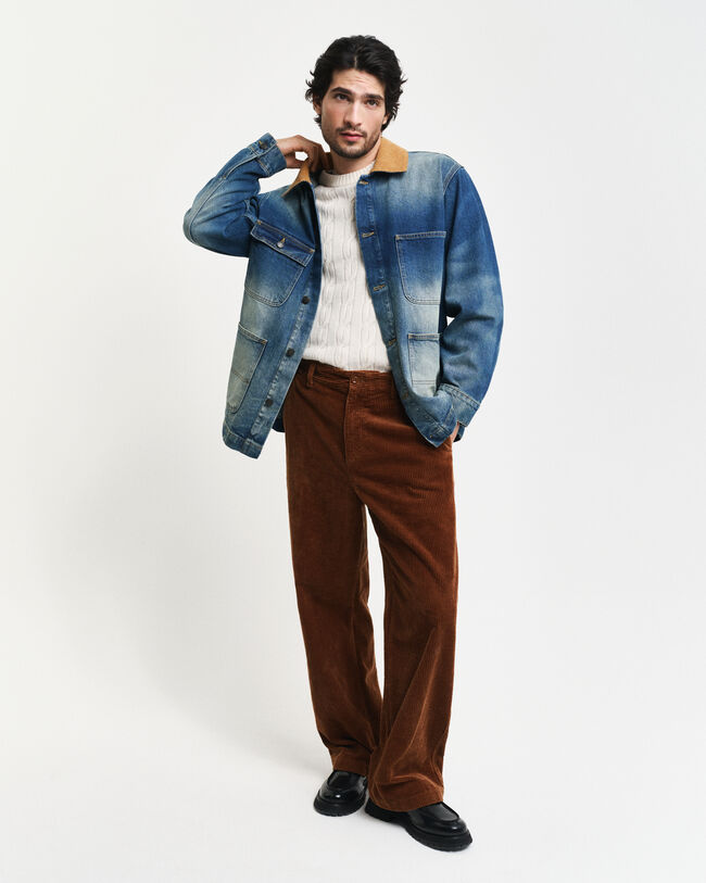 Pull col rond en maille torsadée en laine d'agneau