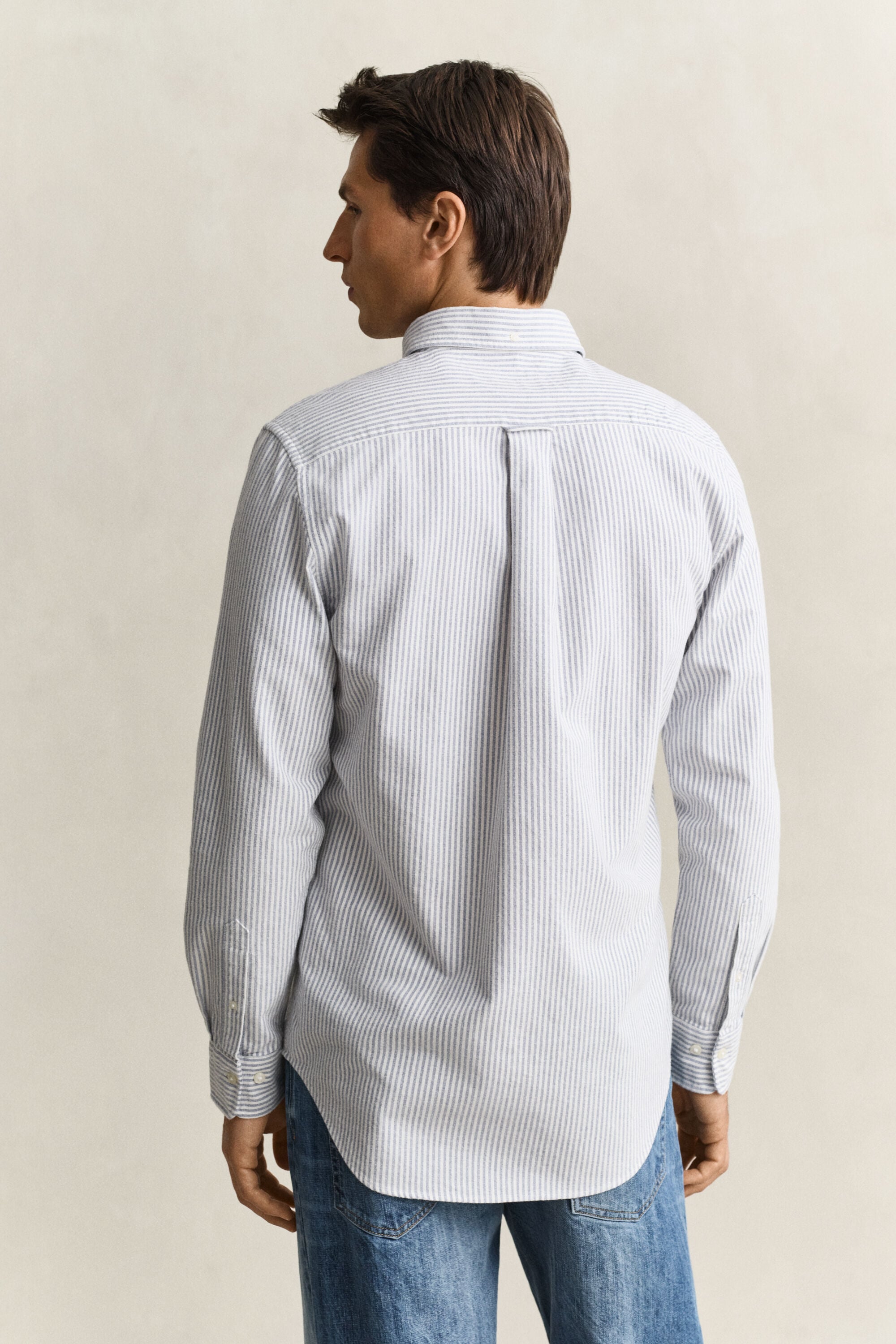 Chemise en coton Oxford brossé avec rayures