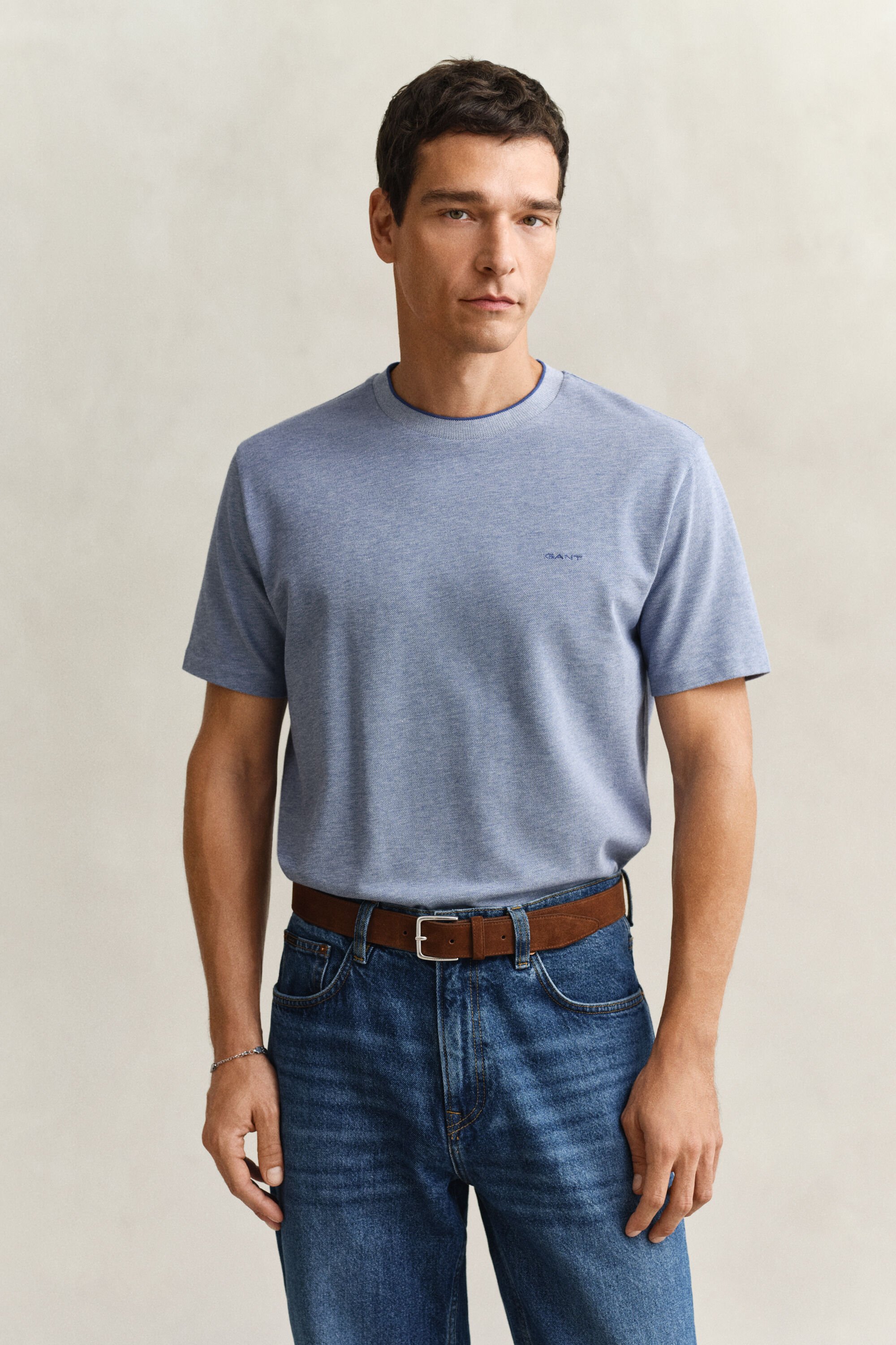 T-shirt bicolore en coton piqué