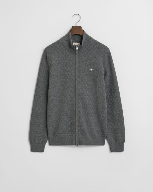 Pull zippé texturé