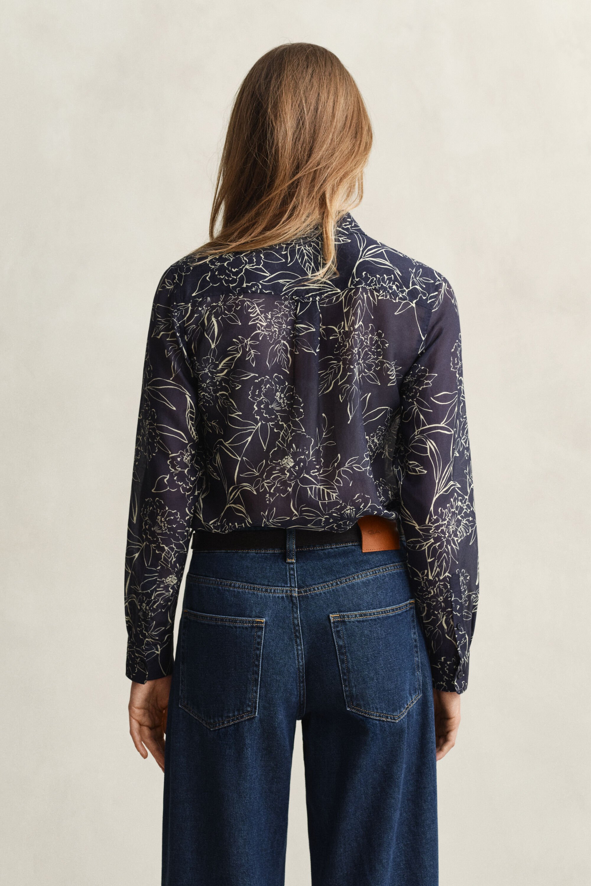 Chemise coupe regular en coton et soie à imprimé floral