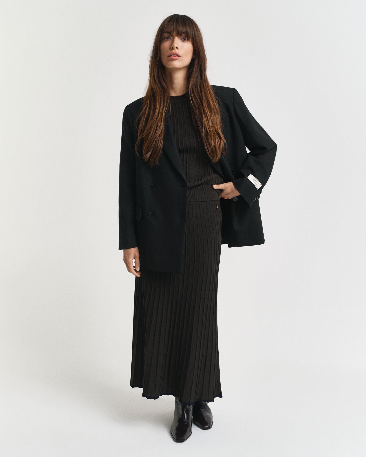 Jupe en maille côtelée contrastante