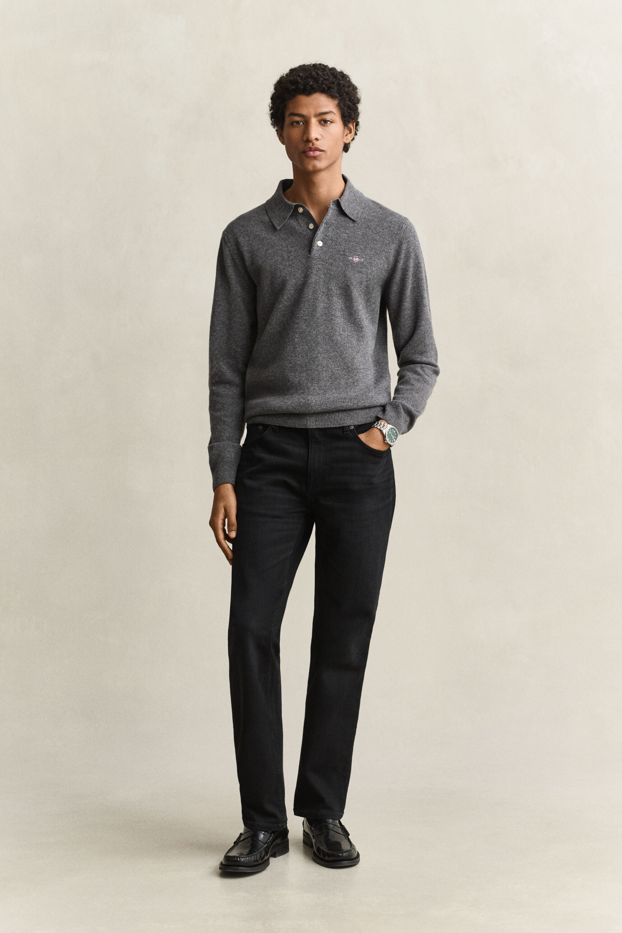 Pull polo en laine d'agneau ultrafine