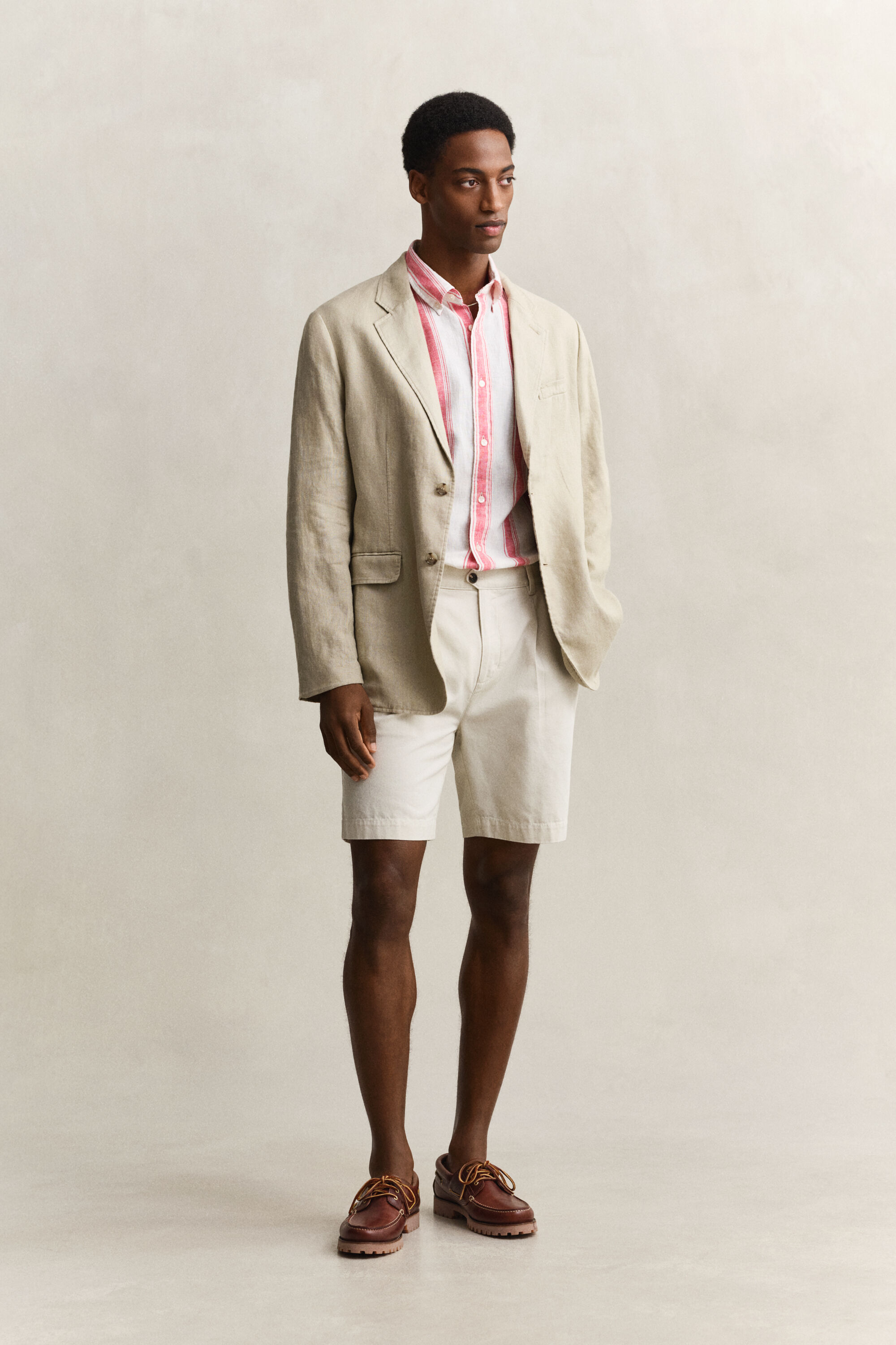 Chemise en lin mélangé à rayures