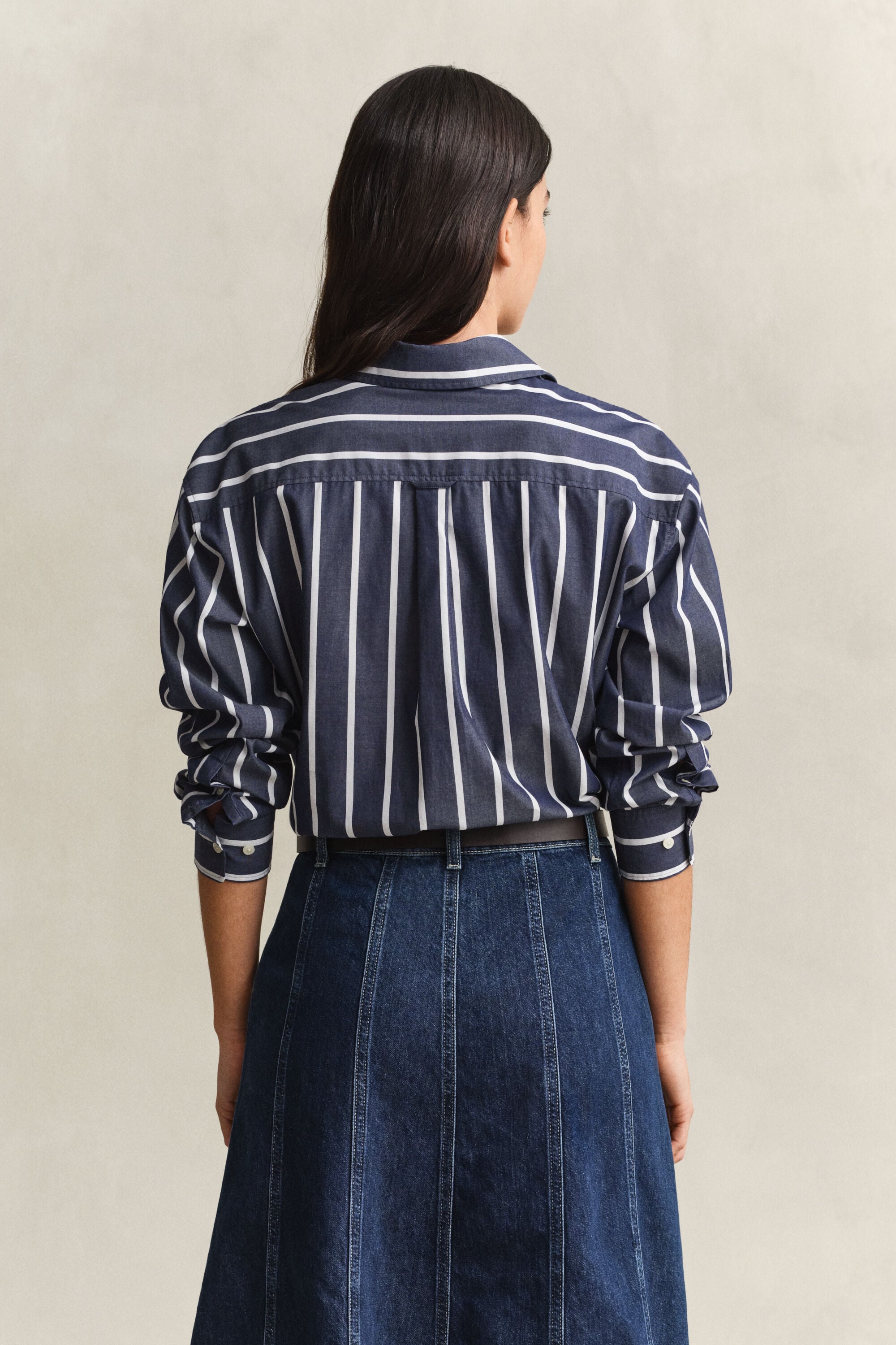 Chemise classique coupe décontractée en popeline à rayures