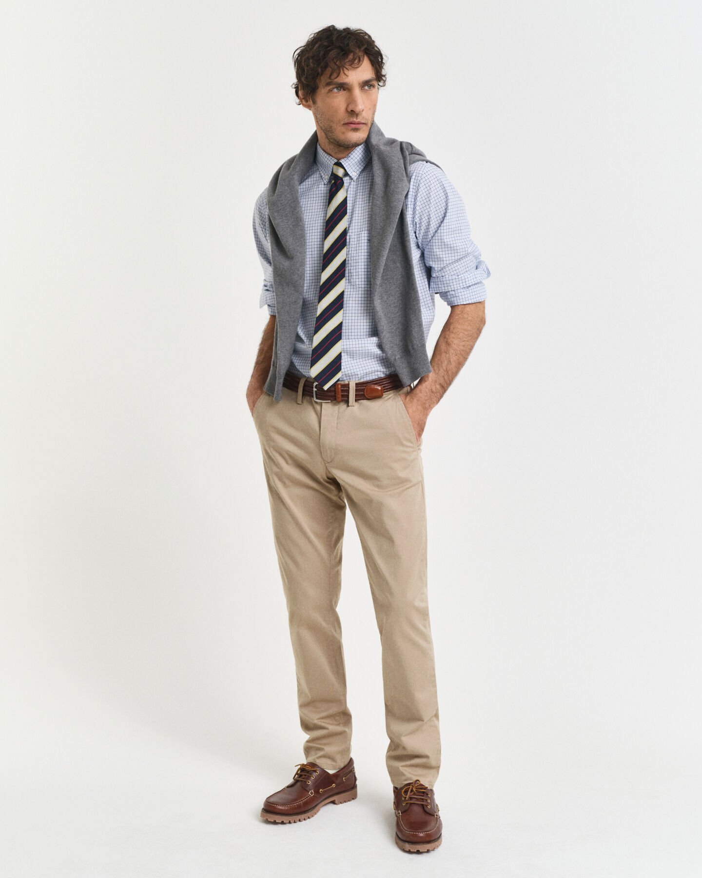 Chemise classique coupe regular en popeline à carreaux