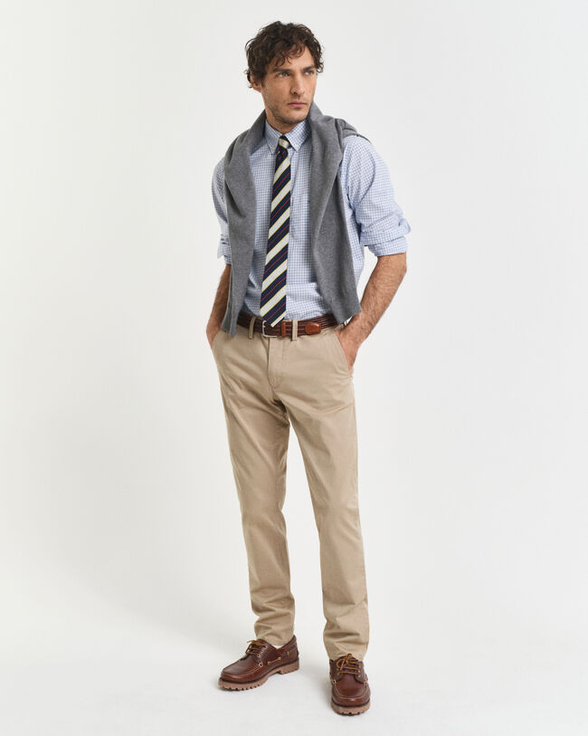 Chemise classique coupe regular en popeline à carreaux