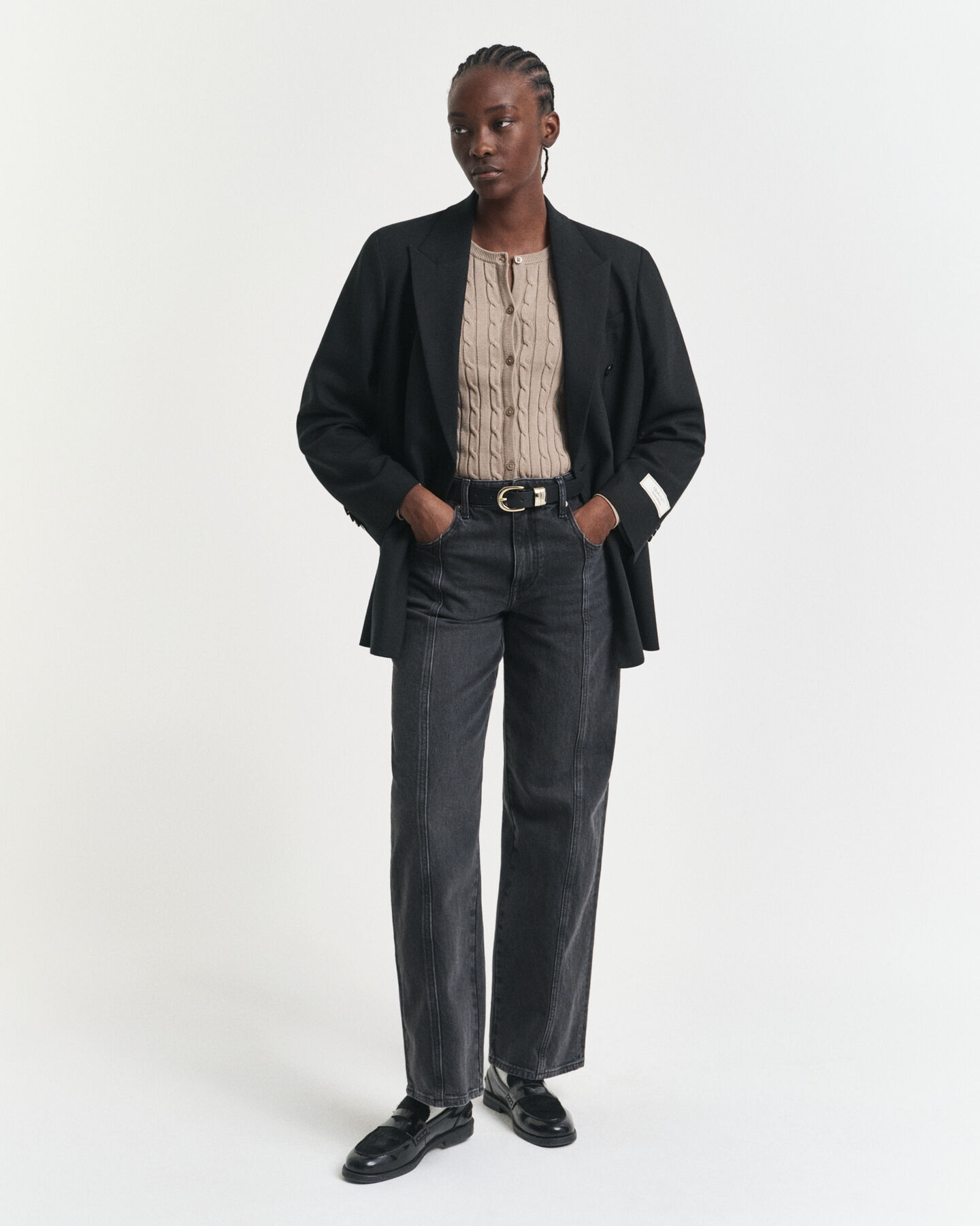 Cardigan en maille de coton stretch à torsades