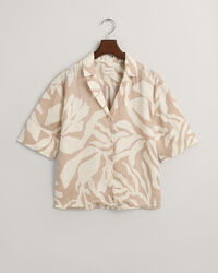 Chemise relaxed fit en lin &agrave; manches courtes Palm Print