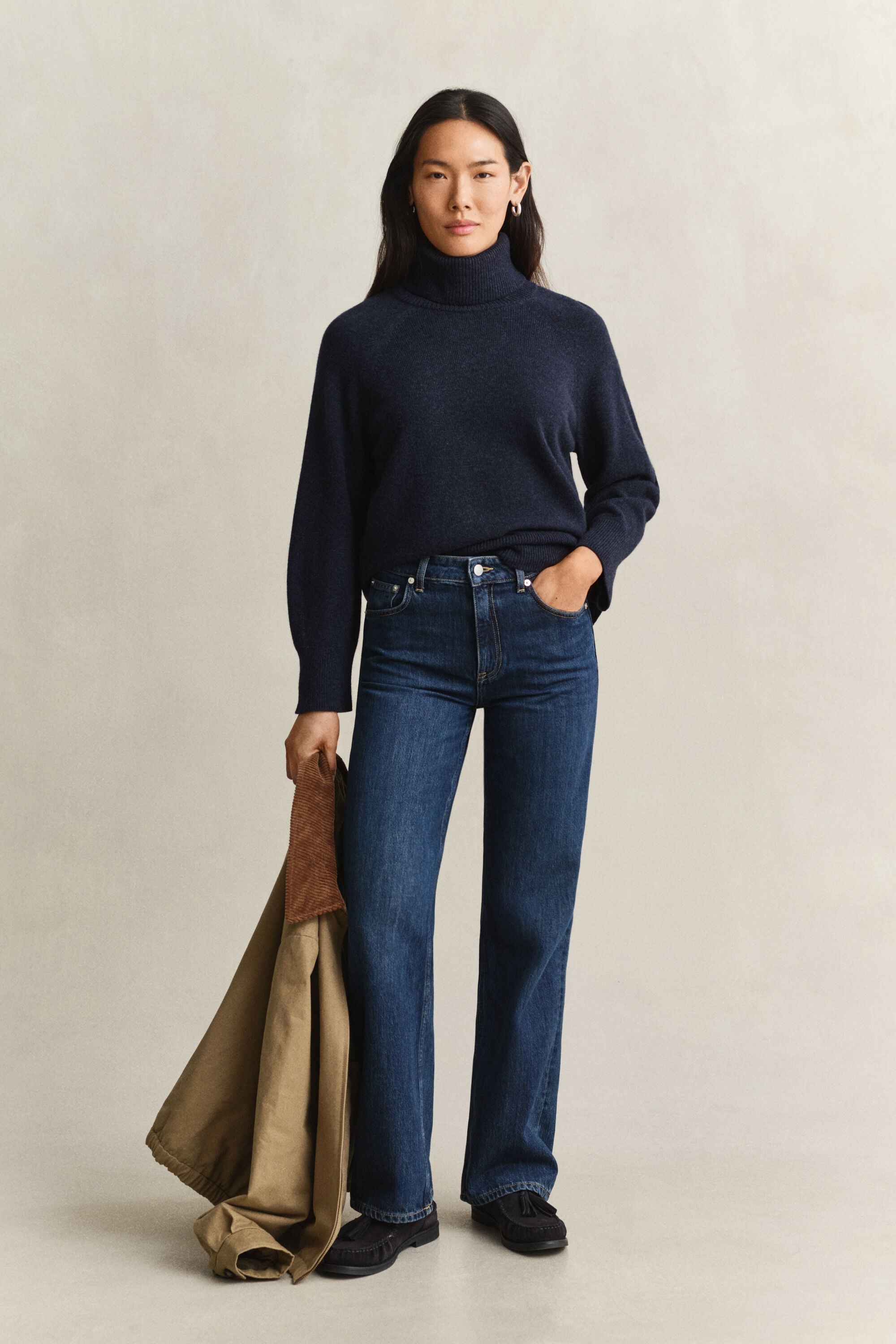 Pull col roulé en laine et cachemire