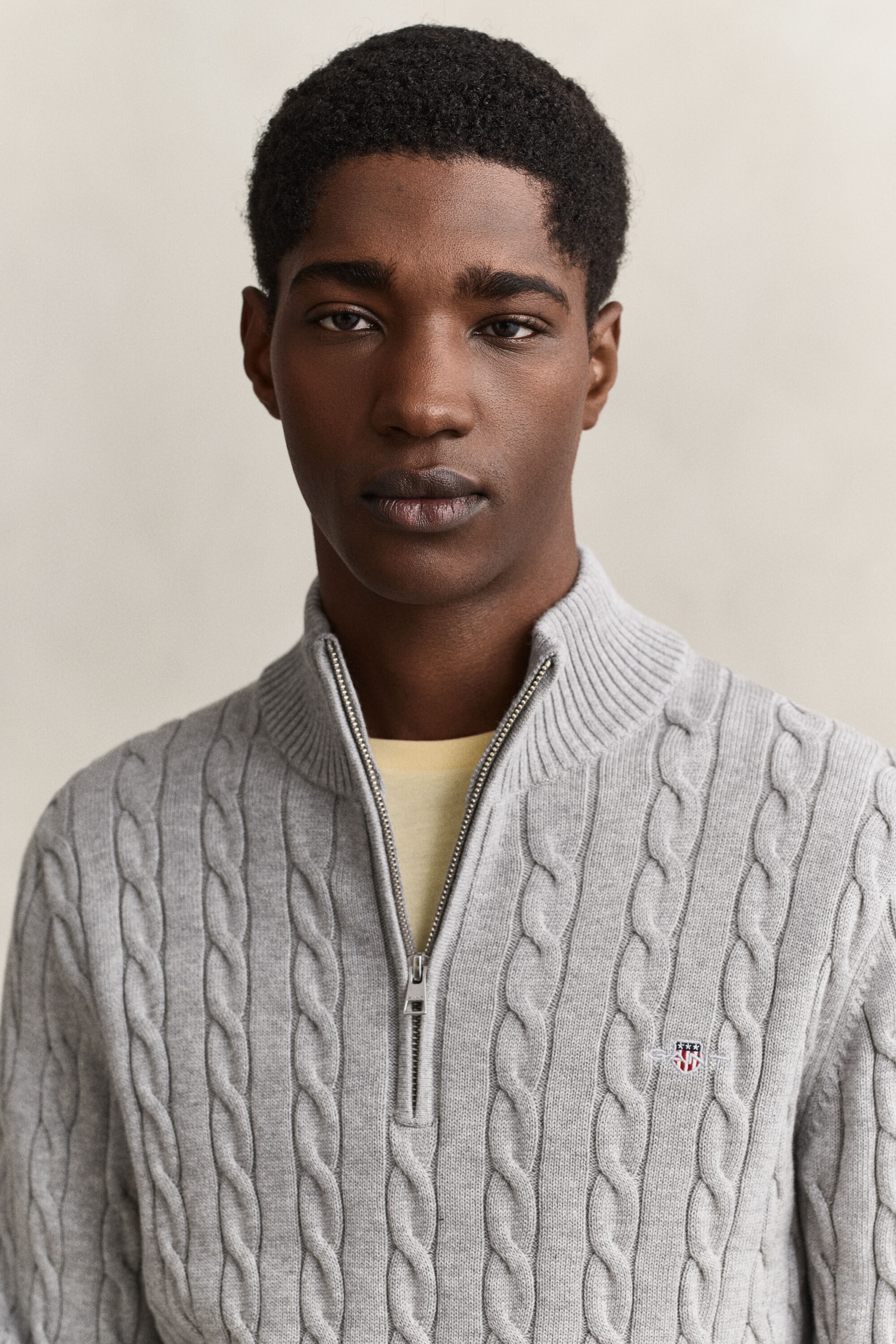 Pull à demi-zip en maille de coton torsadée