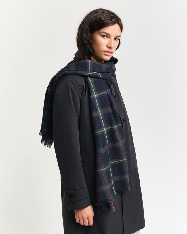 Foulard en laine mérinos à carreaux