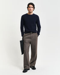 Pull ras du cou en laine mélangée texturée