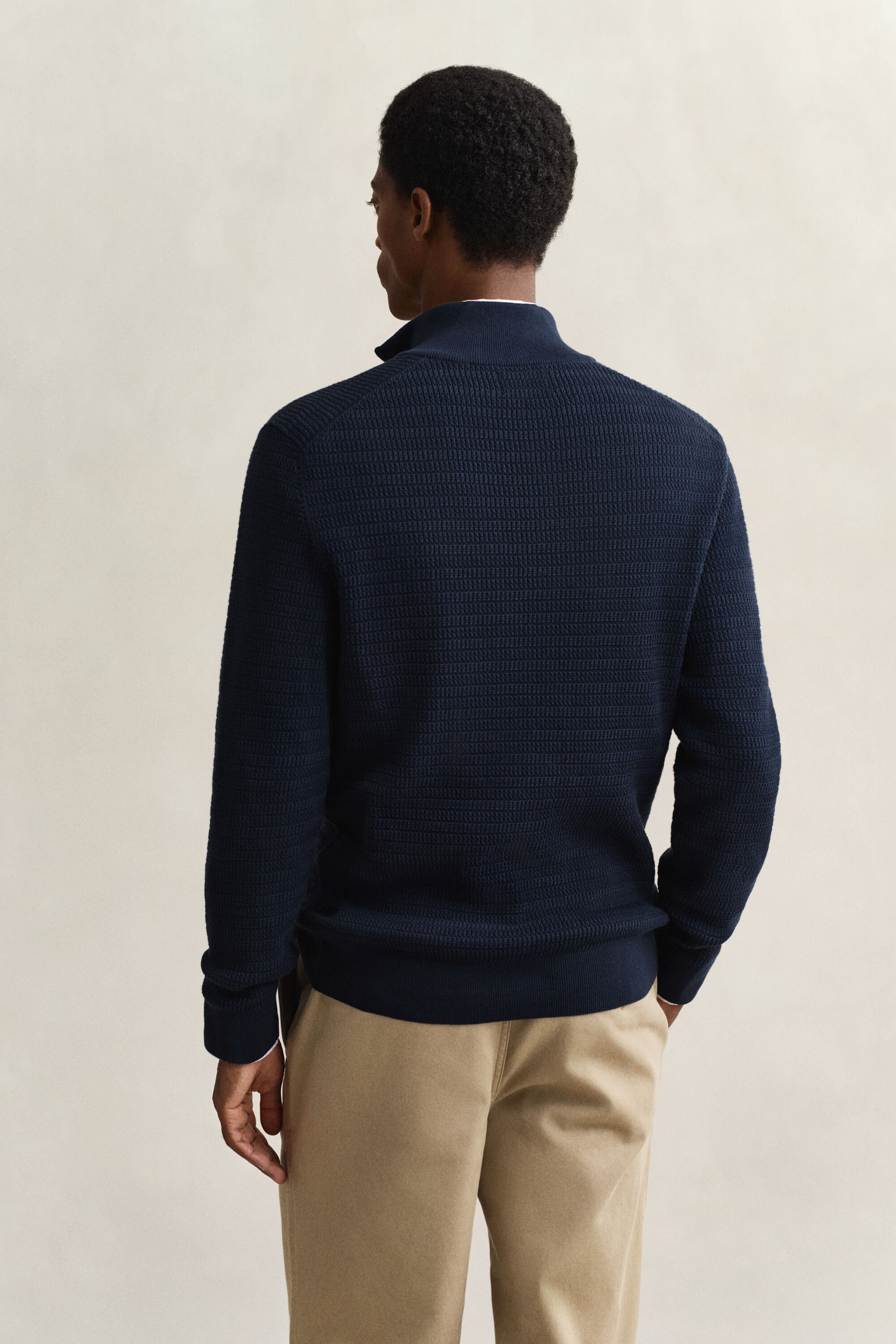 Pull à demi-zip en maille torsadée