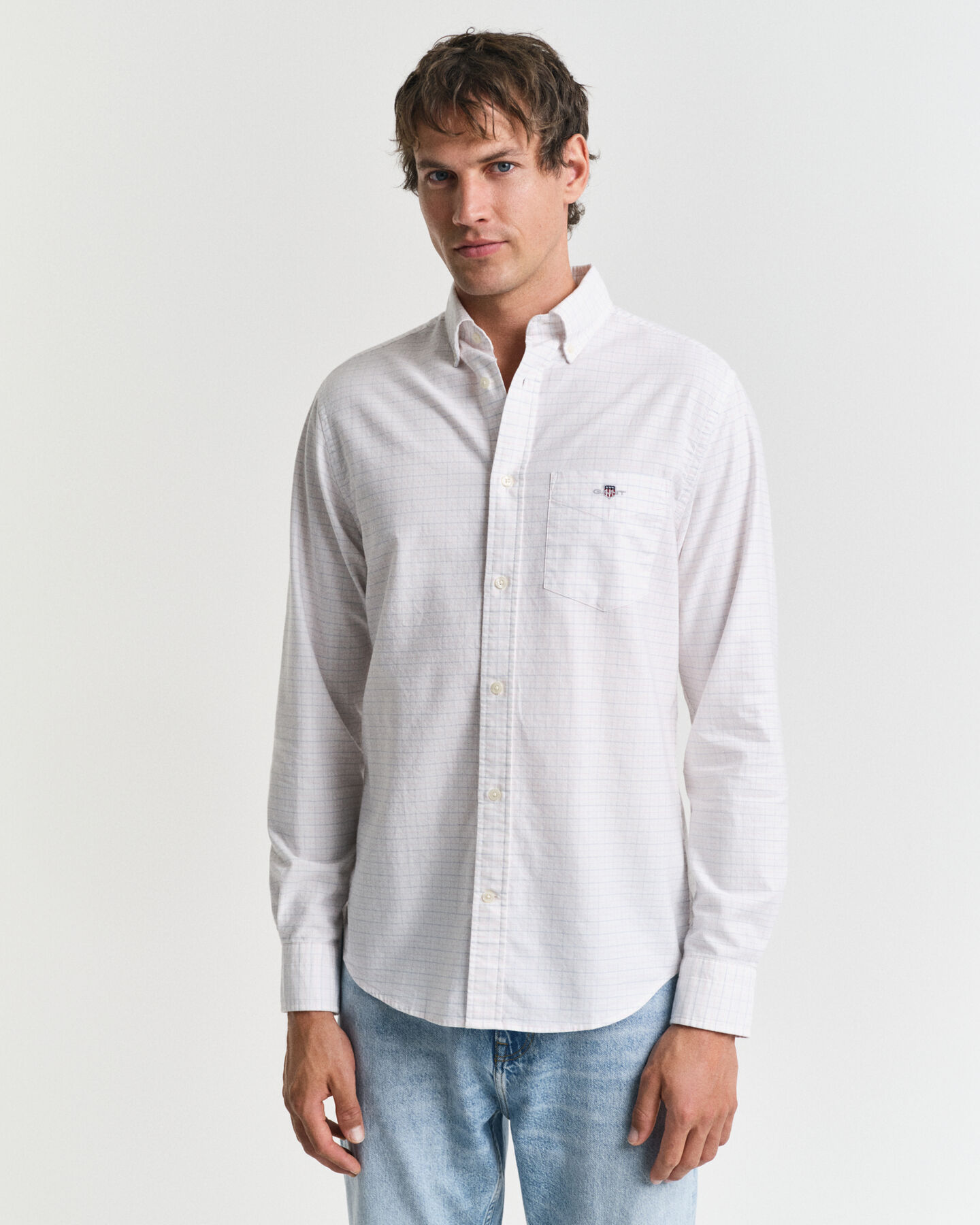 Chemise coupe regular en coton Oxford classique Tattersall