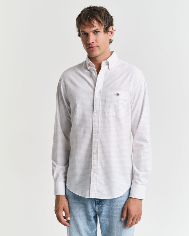 Chemise coupe regular en coton Oxford classique Tattersall